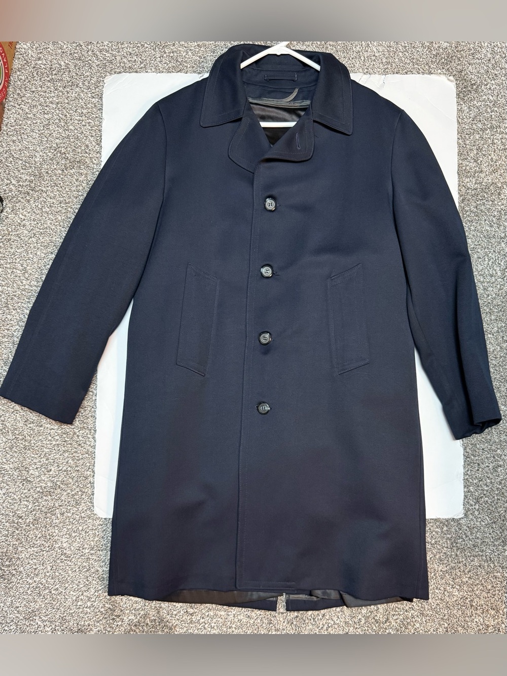 Vintage JC Penny’s Men's Navy Single-Breasted trench Coat removable liner 40L